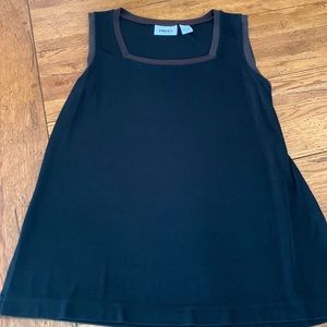 Chicos travelers black tank with brown trim